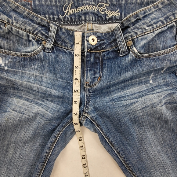 American Eagle Jeans Womens Size 4 Long Straight 77 Denim Low Rise Distressed - Picture 11 of 11